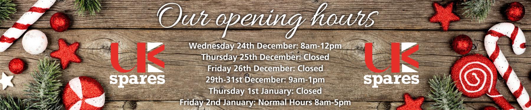 Christmas Opening Hours - 2025
